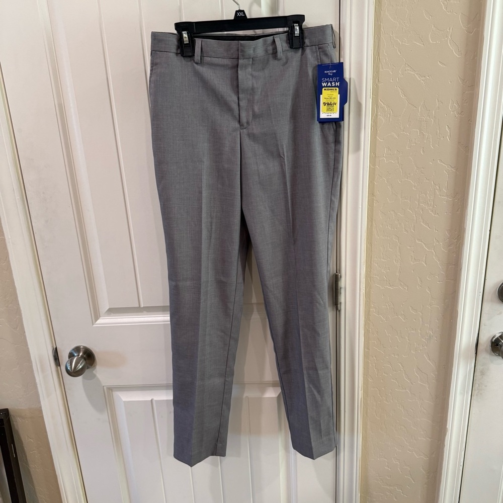 Haggar Boys Smart Wash Dress Pants Gray Size 16 Stretch Flat Front